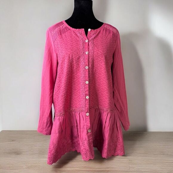 LOGO Button Down Long Sleeved Blouse XXS - Picture 1 of 10